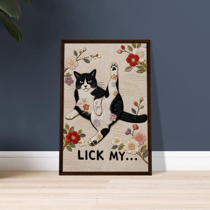 Lick My... Framed Canvas Embroidered-Style - Japanese Embroidery Style