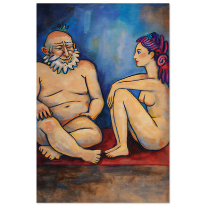 Blue Conversation Museum-Quality Painterly-Modern Matte Paper Poster