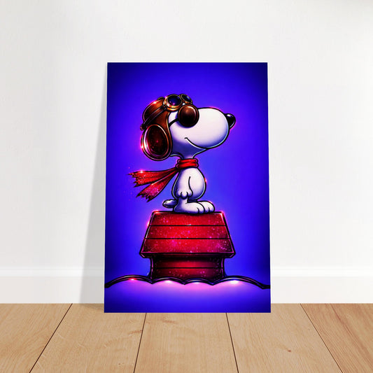 Aviator Dog Pop-Art Matte Paper Poster - Peanuts Flying Ace Style