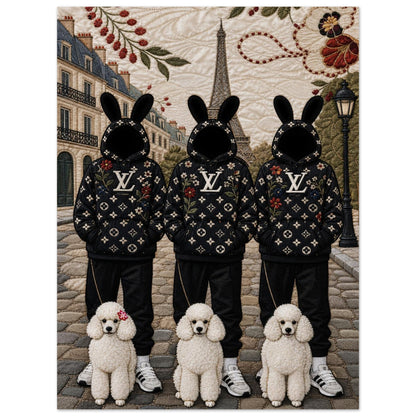 Paris Bunny Poodle Crew Quilt-Inspired Pop-Art Matte Paper Poster