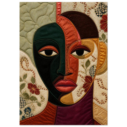 The Divided Gaze Quilted-Style Matte Paper Poster - Bisa Butler Style