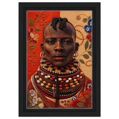 Heritage Black Woman Framed Canvas Quilt-Inspired - Bisa Butler Style
