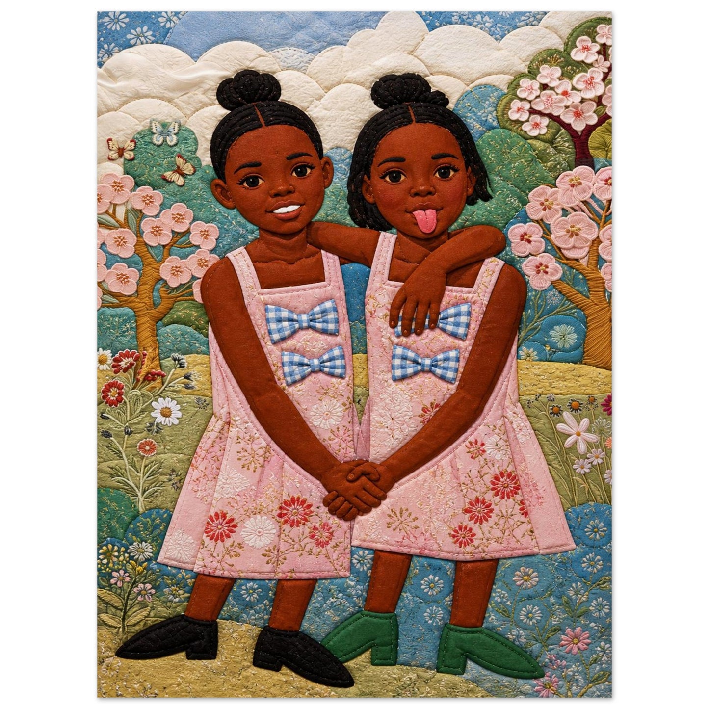 Bisa Butler-Style Quilt-Inspired Garden Poster on Matte Paper
