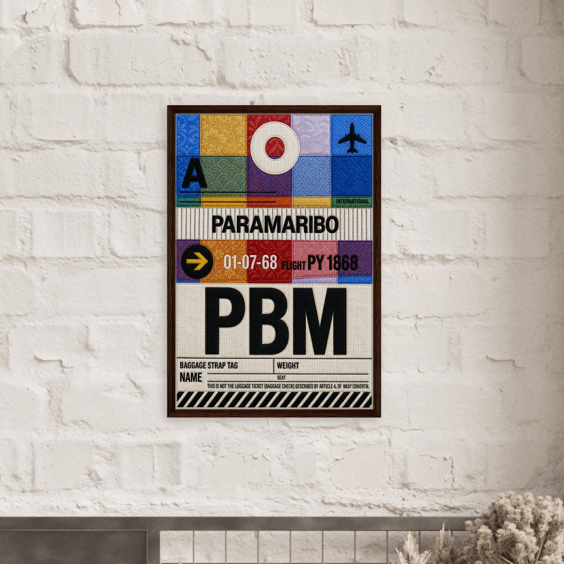 Paramaribo PBM Framed Canvas Quilted-Style Vintage-Travel