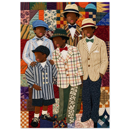 Dapper Brothers Patchwork Matte Paper Poster - Bisa Butler Style