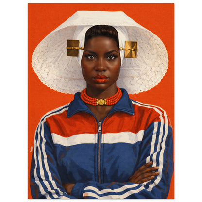 Zeeland Bonnet Portrait Afro-Dutch Matte Paper Poster