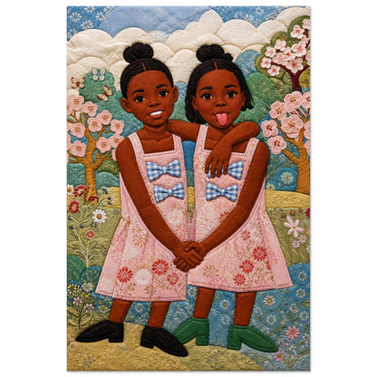 Bisa Butler-Style Quilt-Inspired Garden Poster on Matte Paper