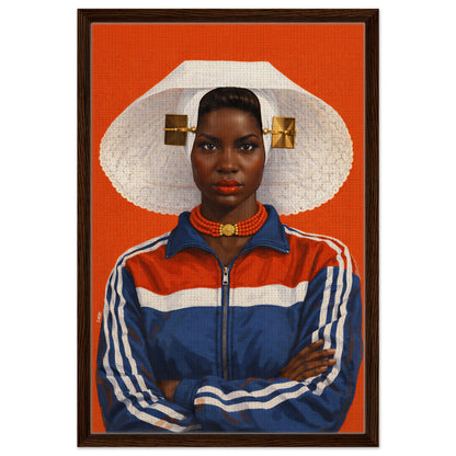 Zeeland Bonnet Portrait Framed Canvas Contemporary-Realist