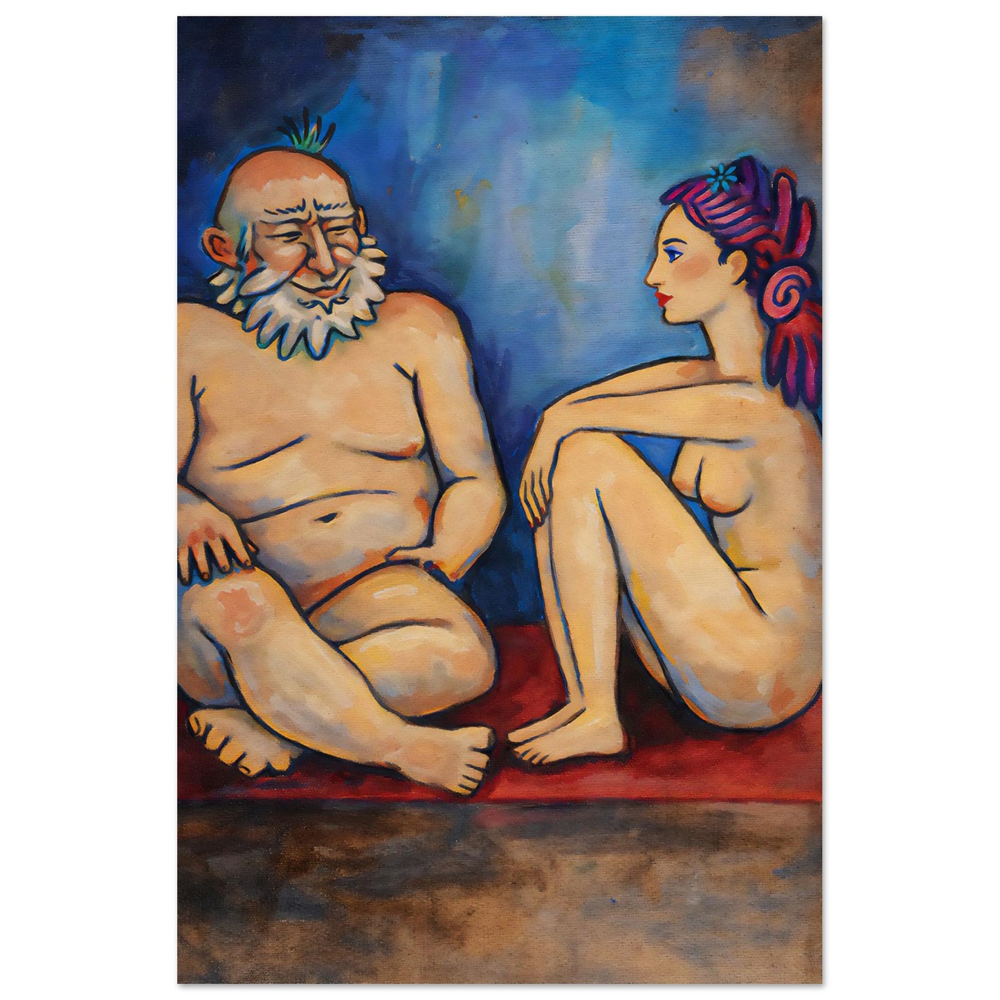 Blue Conversation Museum-Quality Painterly-Modern Matte Paper Poster