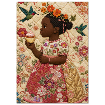 Petite Bloom Quilt-Inspired Matte Poster - Bisa Butler Style