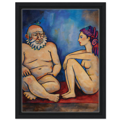 Blue Conversation Framed Canvas Expressionist-Figurative - Picasso Sty