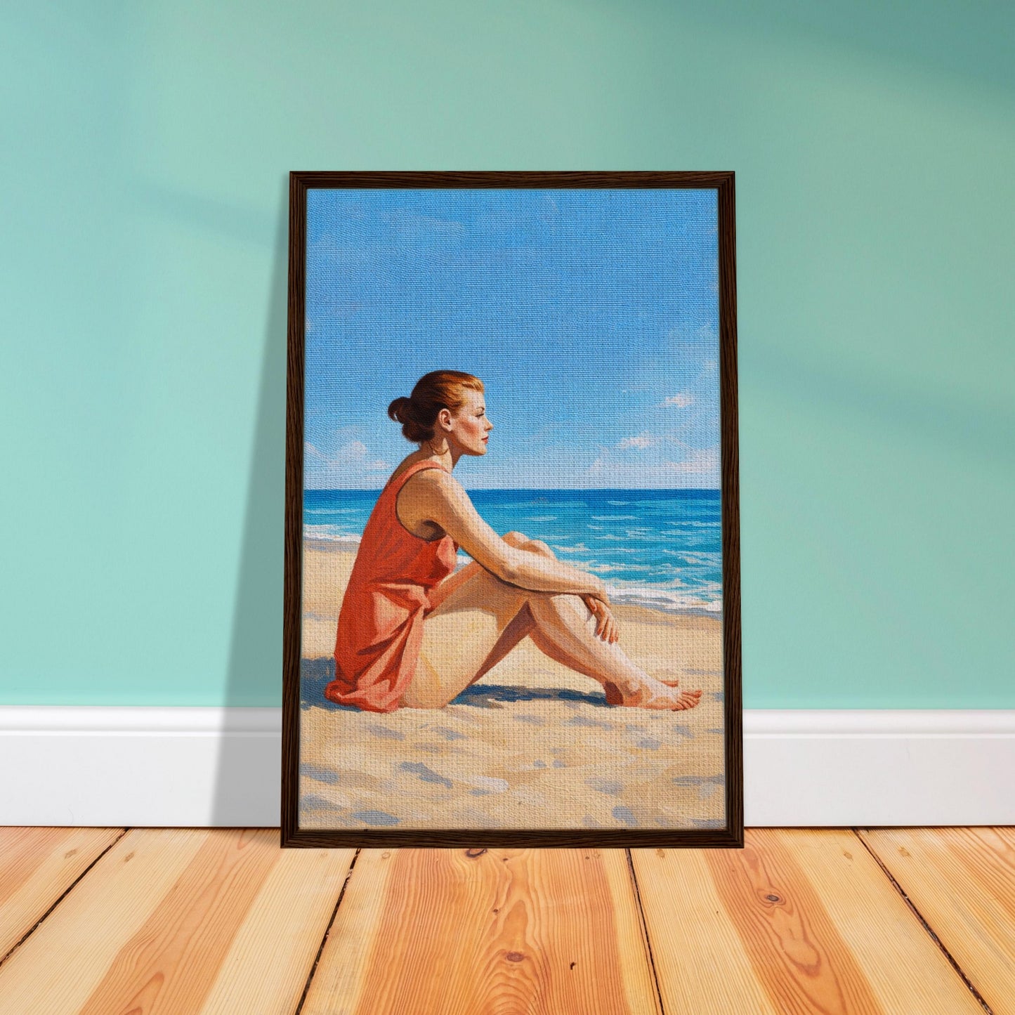 Seaside Stillness Framed Canvas Coastal-Serene - Impressionist Style