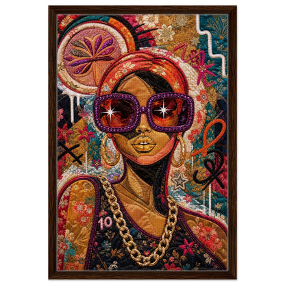 Golden Shades Framed Canvas Quilt-Inspired Afrocentric