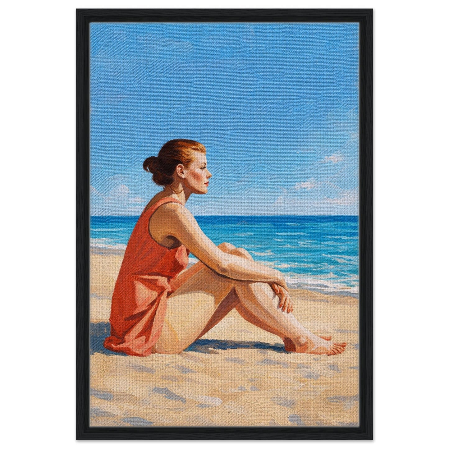 Seaside Stillness Framed Canvas Coastal-Serene - Impressionist Style