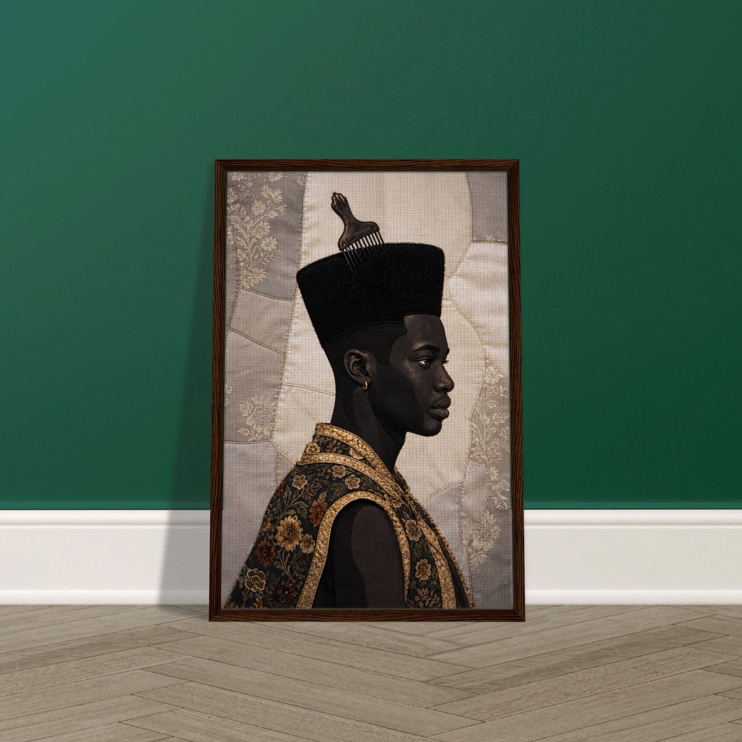 Black Man Afrocentric Matte Paper Poster - Quilt-Inspired Art