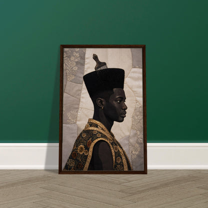 Black Man Afrocentric Matte Paper Poster - Quilt-Inspired Art