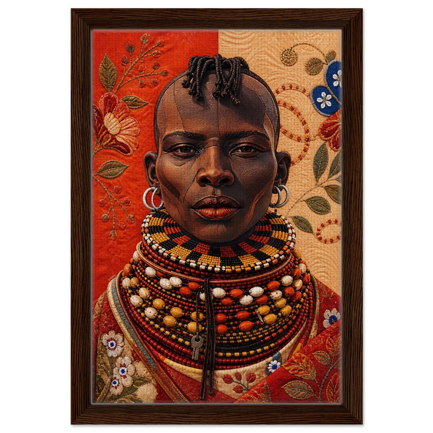 Heritage Black Woman Framed Canvas Quilt-Inspired - Bisa Butler Style
