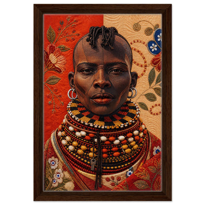 Heritage Black Woman Framed Canvas Quilt-Inspired - Bisa Butler Style