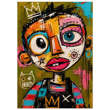 Crowned Rebel Child Street-Art Matte Paper Poster - Basquiat Style
