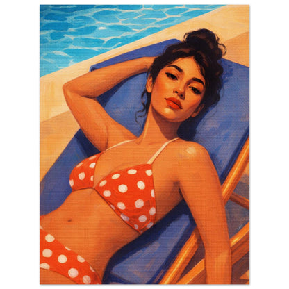 Poolside Muse Retro Pin-up Matte Paper Poster - Pop Art Style