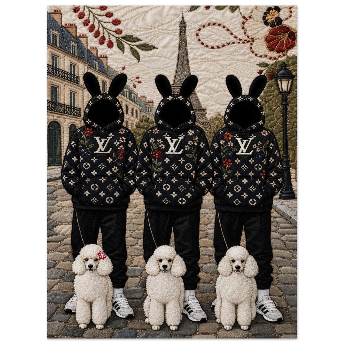 Paris Bunny Poodle Crew Quilt-Inspired Pop-Art Matte Paper Poster