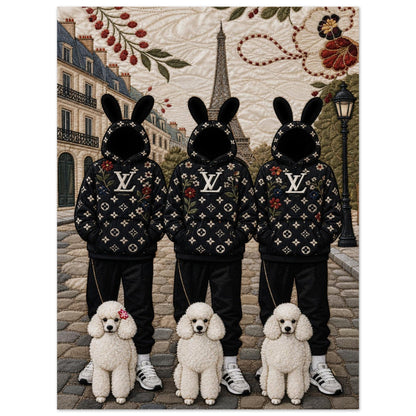 Paris Bunny Poodle Crew Quilt-Inspired Pop-Art Matte Paper Poster