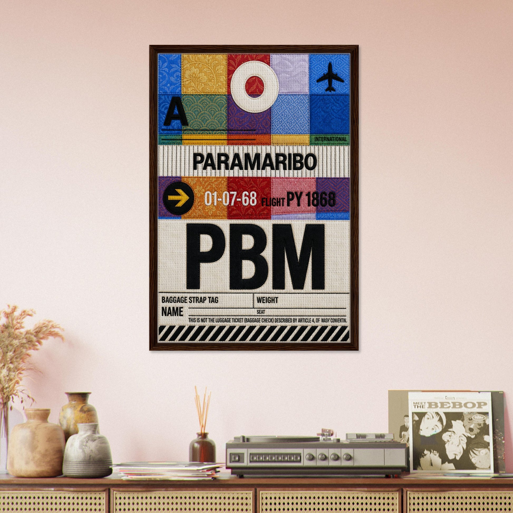 Paramaribo PBM Framed Canvas Quilted-Style Vintage-Travel