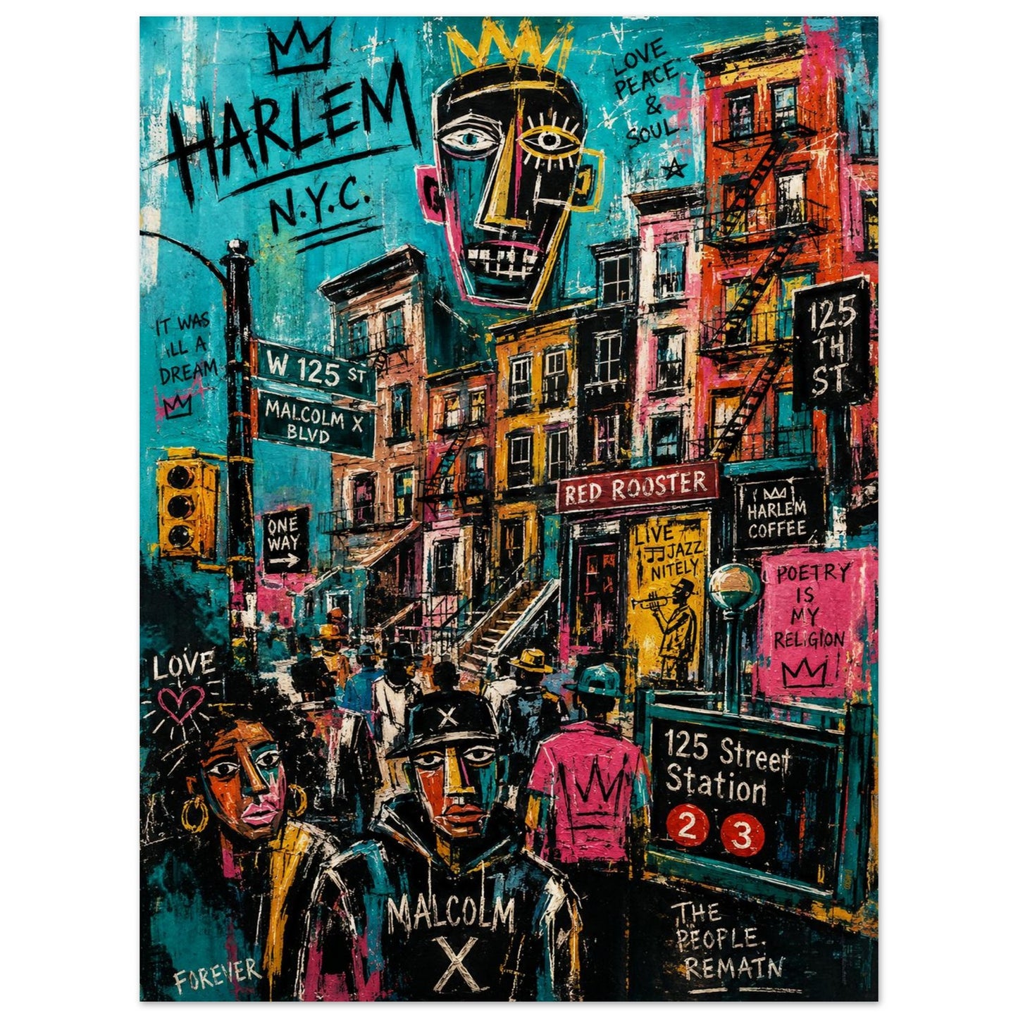 Harlem Rhythm 125 Street-Art Matte Paper Poster - Pop Art Style