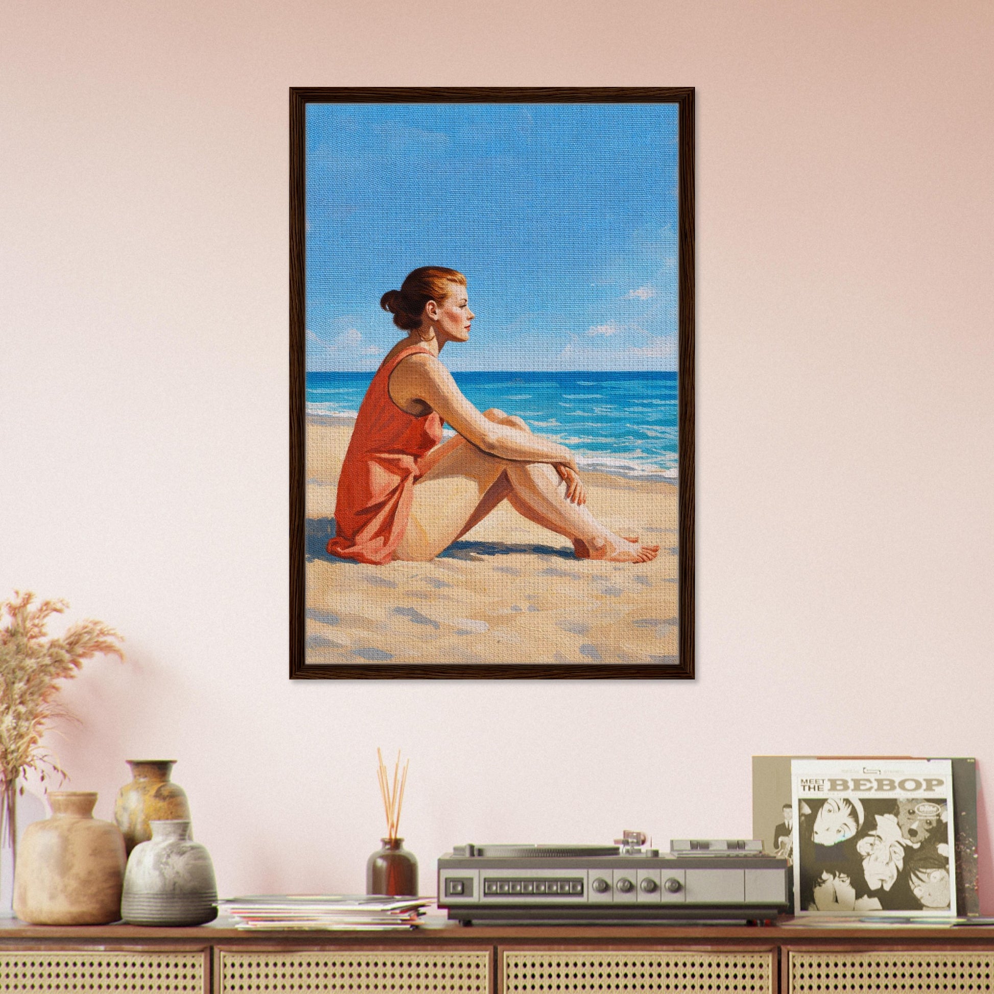 Seaside Stillness Framed Canvas Coastal-Serene - Impressionist Style