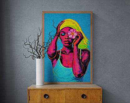 A Flower for Strength Neo-Pop Matte Paper Poster - Pop Art