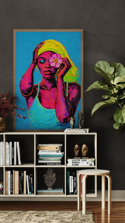 A Flower for Strength Neo-Pop Matte Paper Poster - Pop Art
