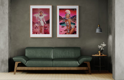 Cosmic Doll Dream Retro-Futurist Matte Paper Poster - Pop Art