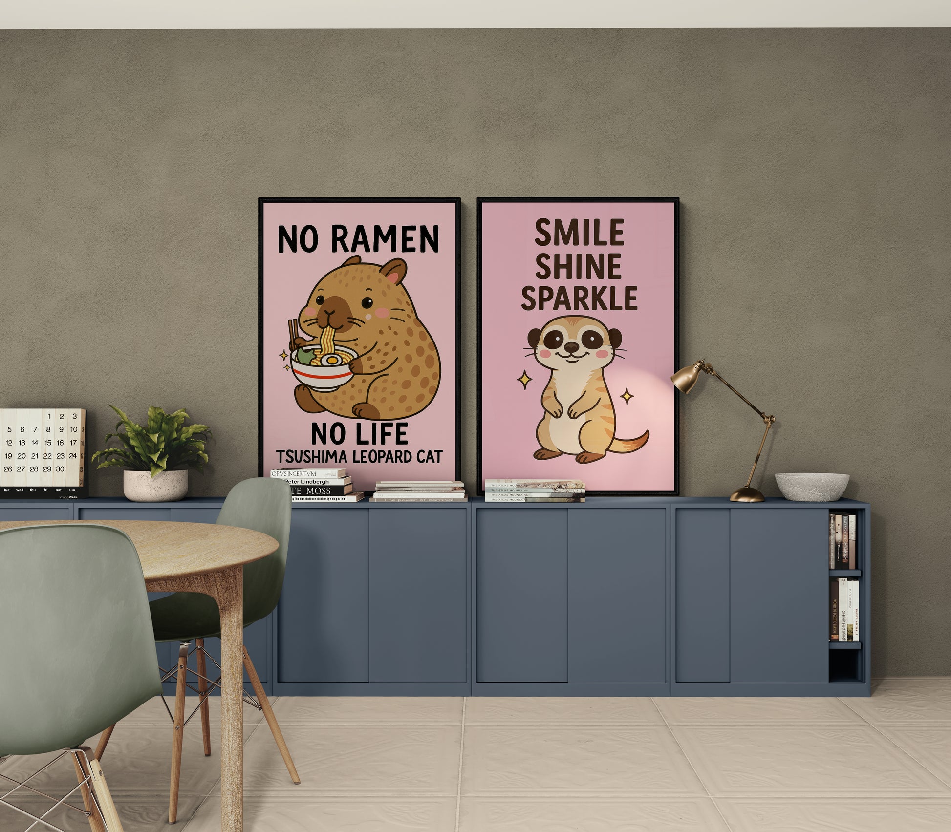 Adorable Leopard Cat Kawaii-Inspired Matte Paper Poster