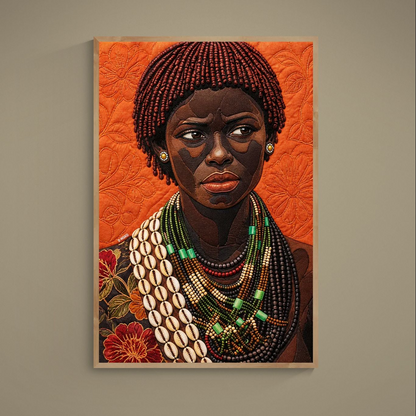 Afrikanische Frau Perlen-Wandkunst Quilt-Poster