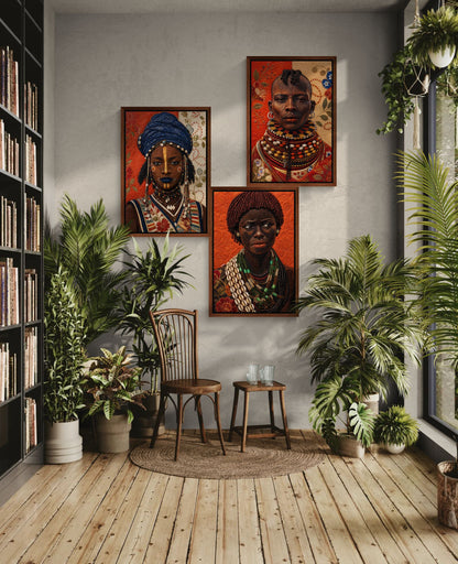 Wadaabe Woman Framed Canvas Quilt-Inspired - Bisa Butler Style