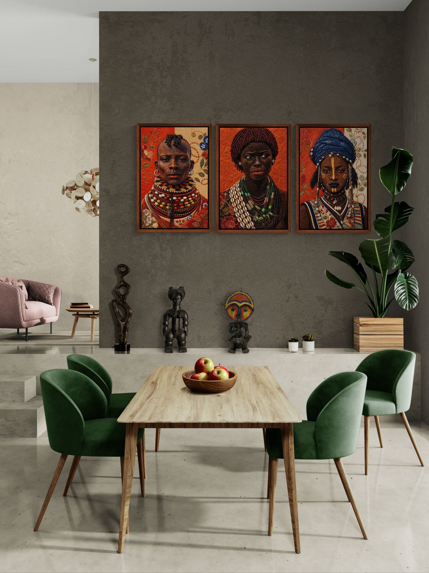 Wadaabe Woman Framed Canvas Quilt-Inspired - Bisa Butler Style