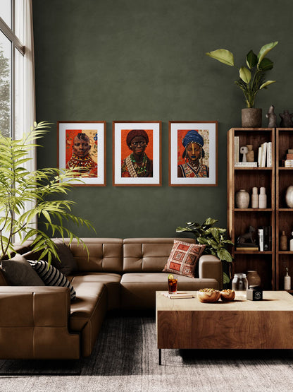 Afrikanische Frau Perlen-Wandkunst Quilt-Poster