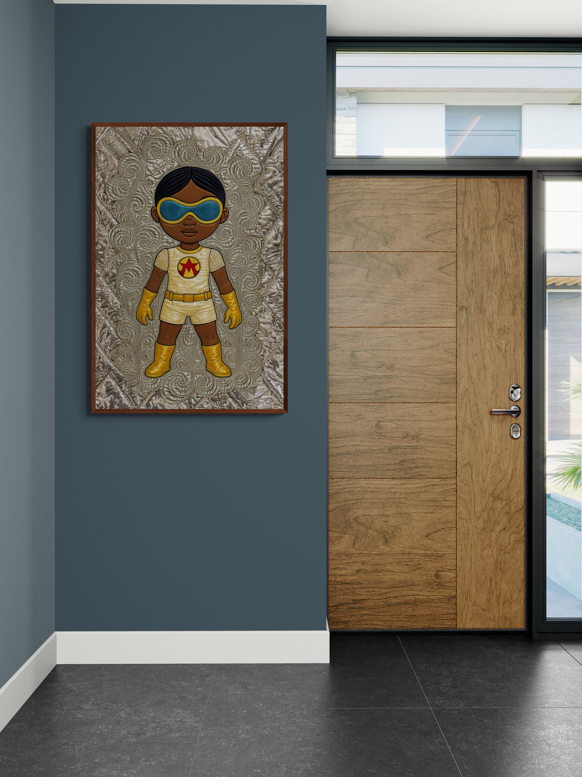 Afro-Galactic Young Hero in Golden Suit Matte Paper Poster