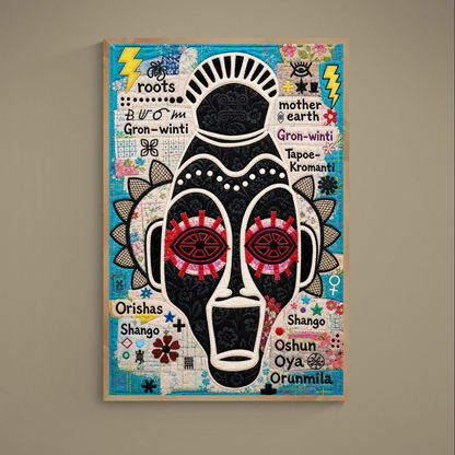 Ancestral Roots Mask – quilt-inspiriertes, mattes Poster