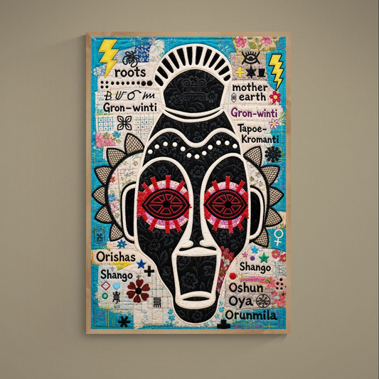 Ancestral Roots Mask Quilt-Inspired Matte Paper Poster