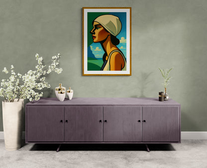 Art Deco Woman Portrait by the Sea Matte Paper Poster