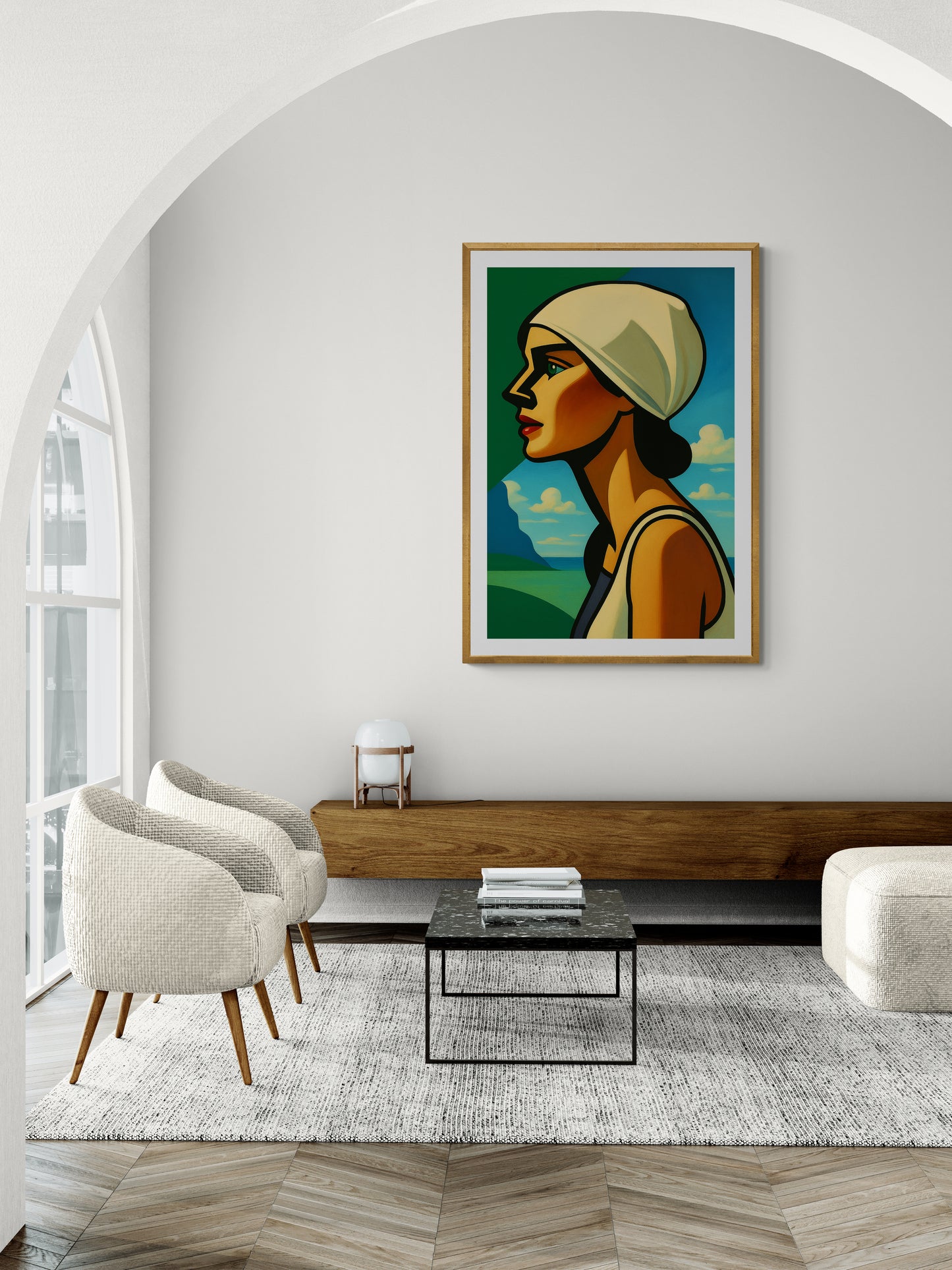 Art Deco Woman Portrait by the Sea Matte Paper Poster