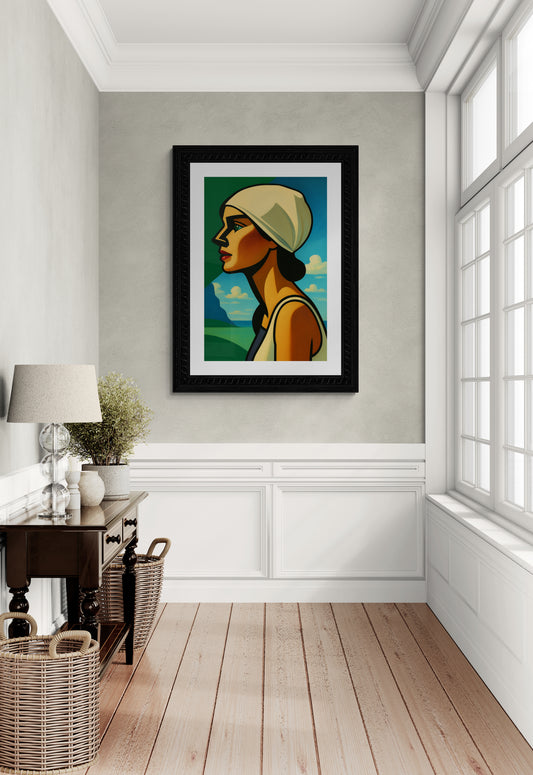 Art Deco Woman Portrait by the Sea Matte Paper Poster