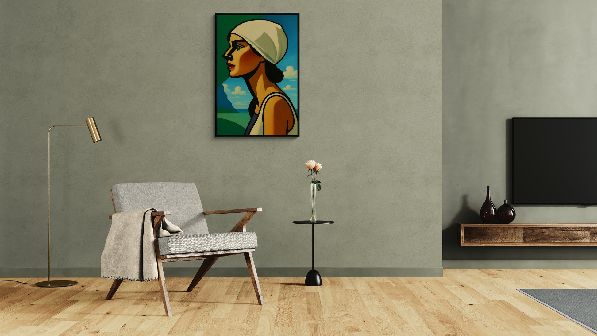 Art Deco Woman Portrait by the Sea Matte Paper Poster