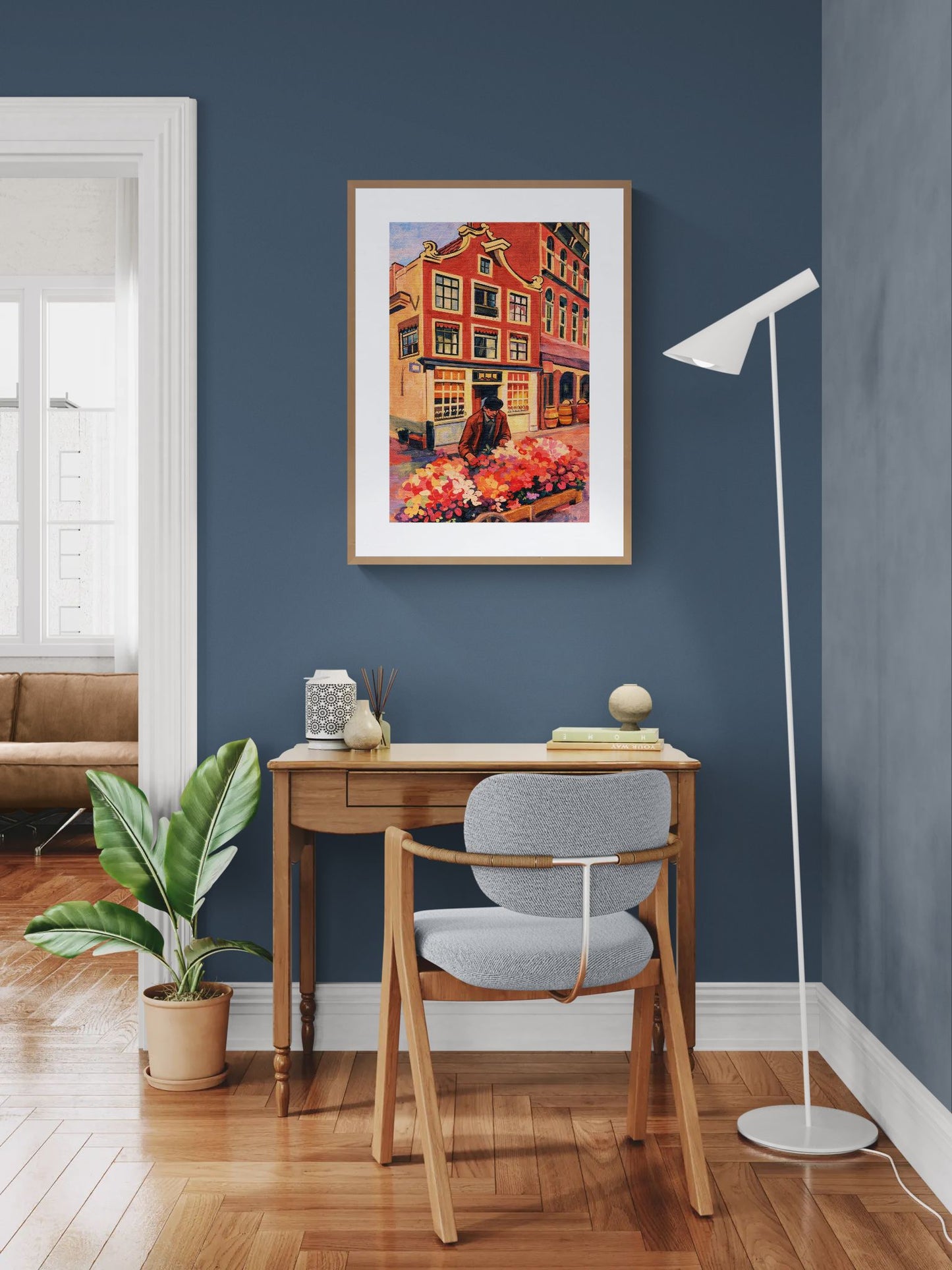 Blooming Corner Retro-Vintage Matte Paper Poster in Fauvist Style
