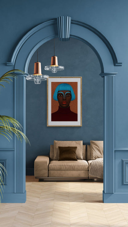 Azure Aura Afrocentric Matte Paper Poster Pop Art Style