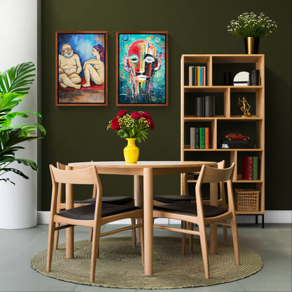Blue Conversation Framed Canvas Expressionist-Figurative - Picasso Sty