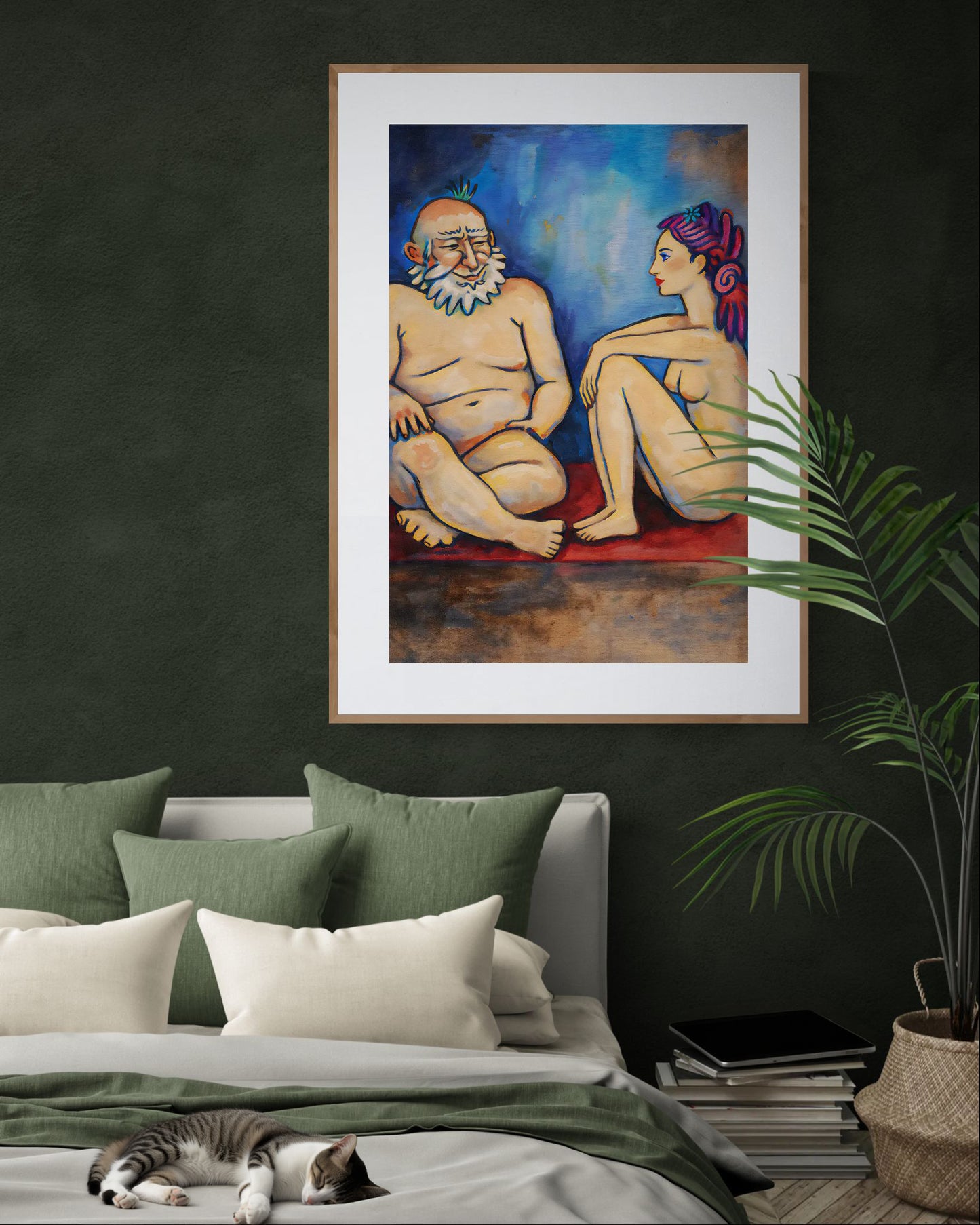 Blue Conversation Museum-Quality Painterly-Modern Matte Paper Poster