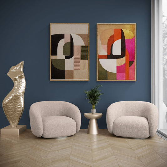 Blush & Stone Earth-Tone Matte Paper Poster - Mid-Century Modern