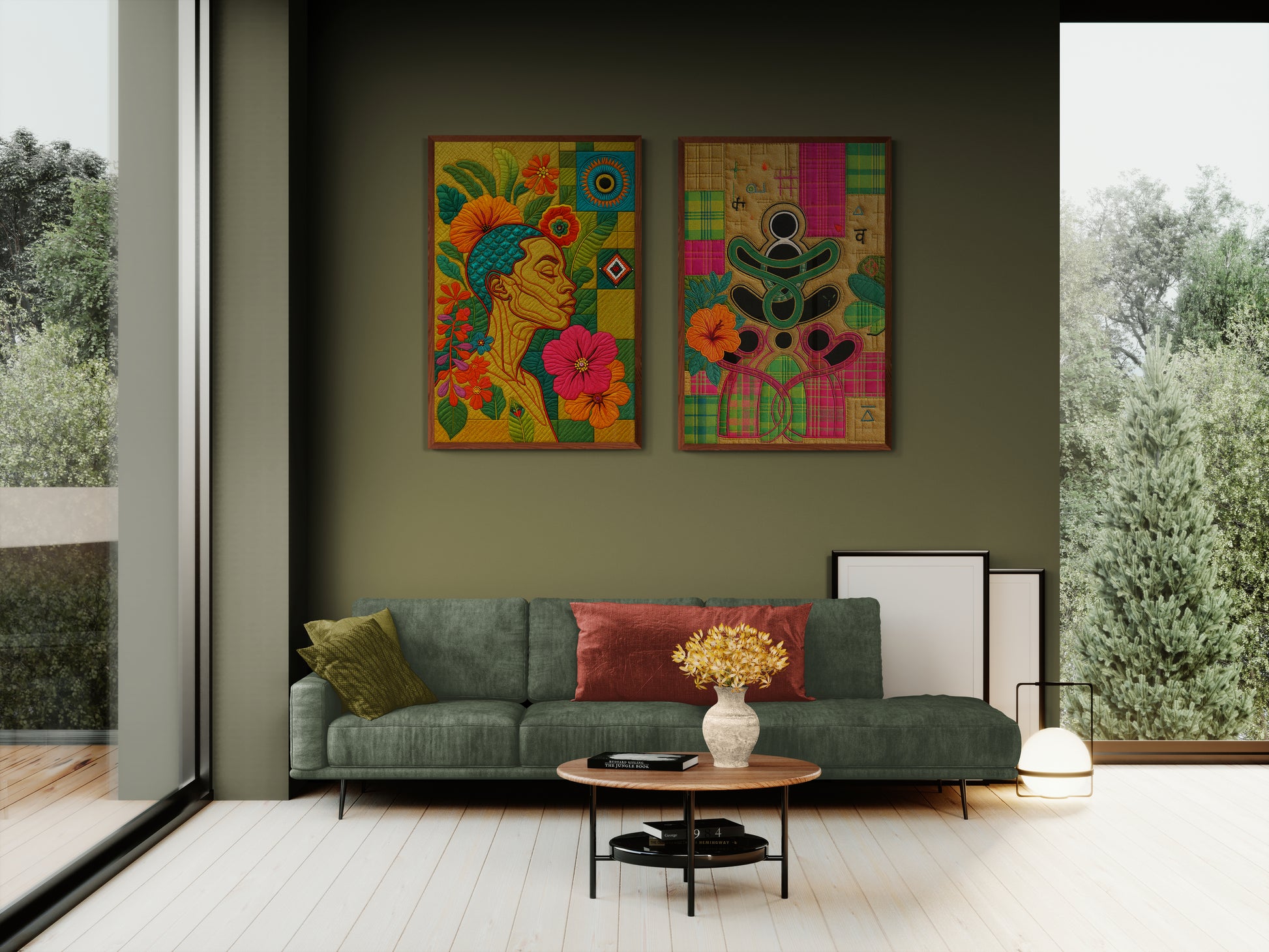 Botanical Soulscape Quilt-Inspired Matte Paper Poster